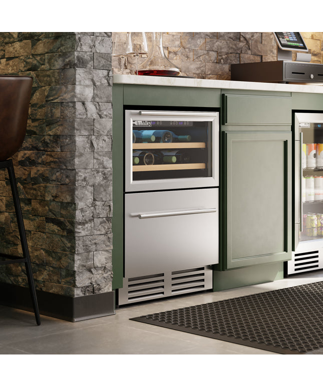 Tủ mát đồ uống hai vùng nhiệt AvaValley DSR-20-DZ kèm kệ trên và ngăn kéo dưới