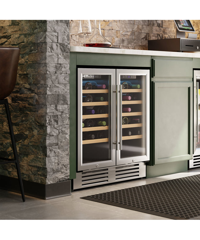 Tủ bảo quản rượu vang cửa kính AvaValley WBRC-32-DZ 2 khoang, 2 vùng nhiệt độ