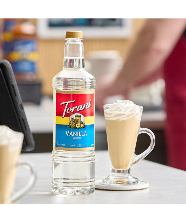 Siro tạo hương vani Torani chai nhựa 1 lít - Thùng 6 chai