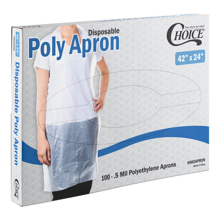 Tạp dề dùng một lần 50 mil poly màu trắng Choice Hộp 100 cái