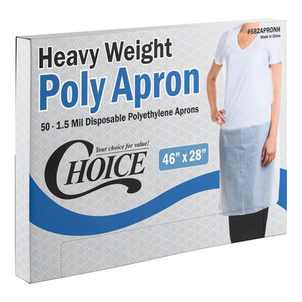 Tạp dề dùng một lần poly dày bền màu trắng Choice 116,8 x 71,1 cm Hộp 50 cái