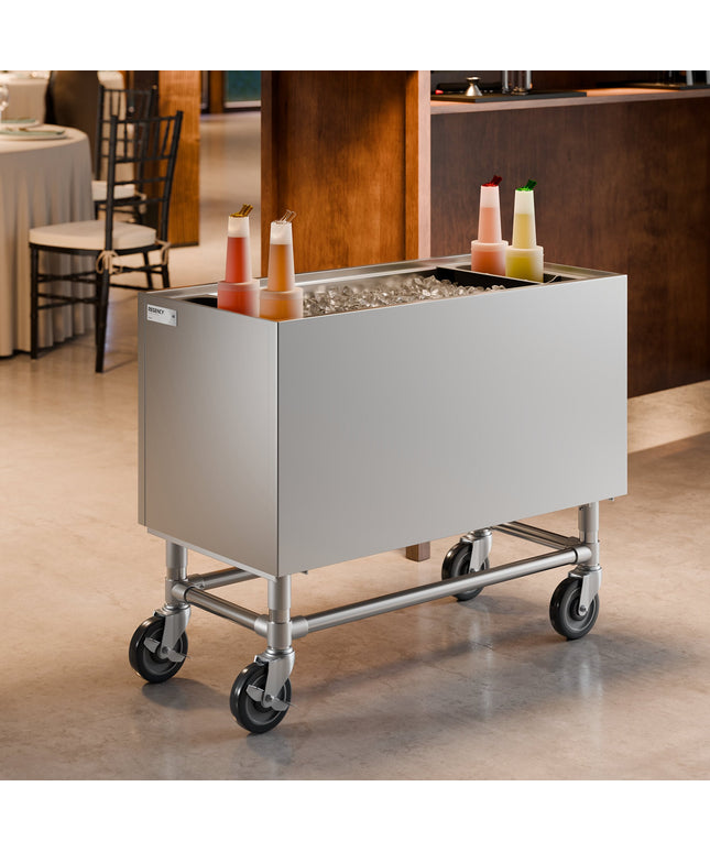 Thùng đá di động thép không gỉ Regency 91 x 46 cm có giá để chai - 70 kg