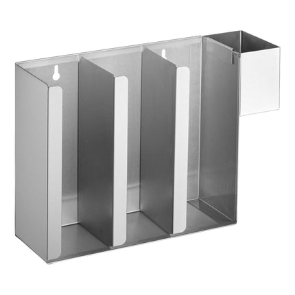 Trụ đựng ly / nắp ly cao 3 ngăn điều chỉnh gắn tường / để bàn bằng thép không gỉ kèm ngăn ống hút ServSense