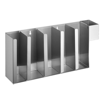 Trụ đựng ly / nắp ly cao 5 ngăn điều chỉnh gắn tường / để bàn bằng thép không gỉ kèm ngăn ống hút ServSense