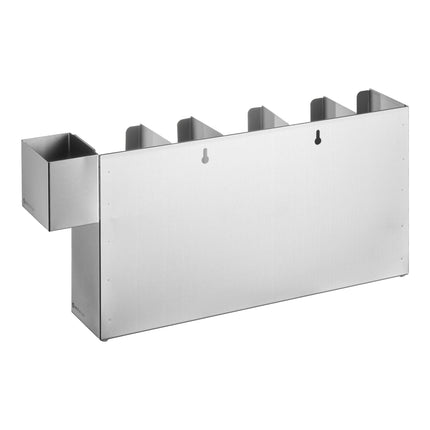 Trụ đựng ly / nắp ly cao 5 ngăn điều chỉnh gắn tường / để bàn bằng thép không gỉ kèm ngăn ống hút ServSense
