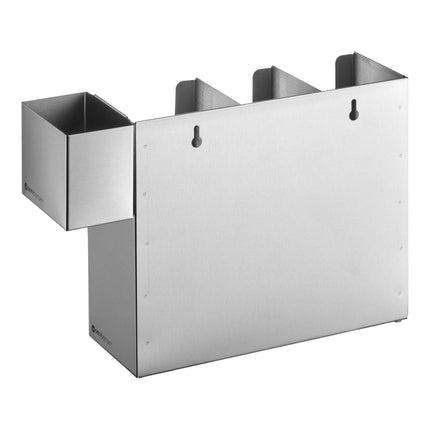 Trụ đựng ly / nắp ly cao 3 ngăn điều chỉnh gắn tường / để bàn bằng thép không gỉ kèm ngăn ống hút ServSense