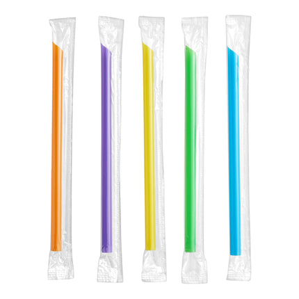 Ống hút đầu nhọn có bọc Choice 19 cm màu neon - Gói 500 cái