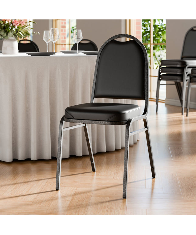 Ghế tiệc xếp chồng Lancaster Table & Seating đệm 5 cm khung bạc màu đen
