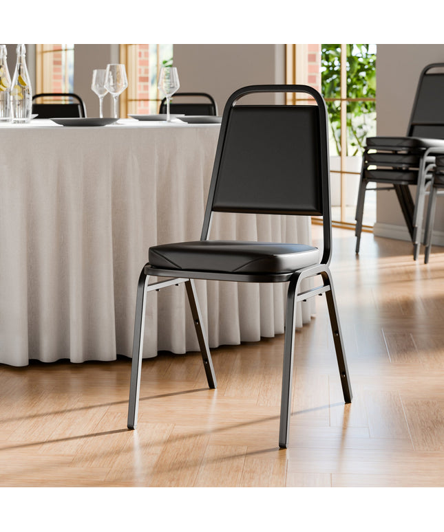 Ghế xếp chồng đệm 5 cm màu đen Lancaster Table & Seating