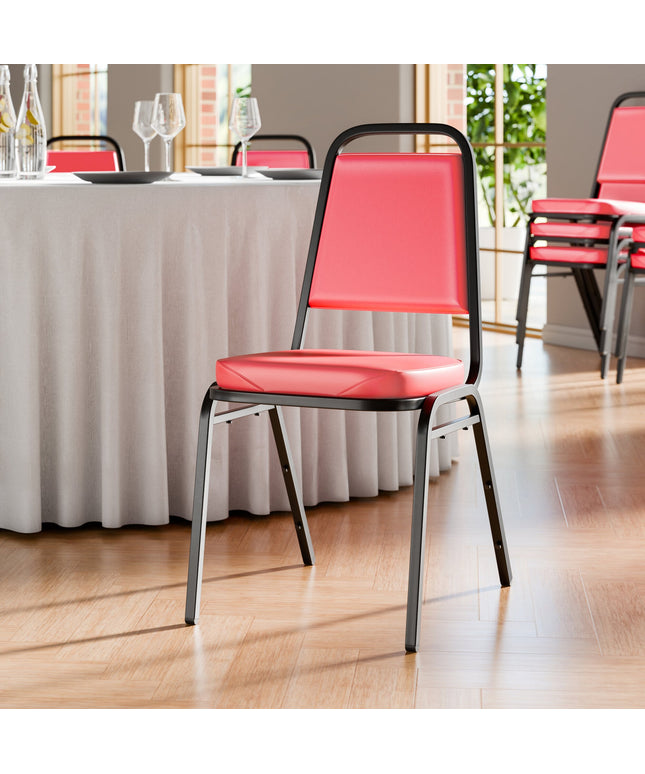 Ghế xếp chồng Lancaster Table & Seating đỏ mặt ngồi đệm 5 cm