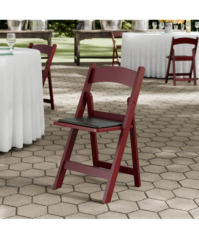 Ghế gấp nhựa resin Lancaster Table & Seating màu gỗ gụ mặt ngồi vinyl