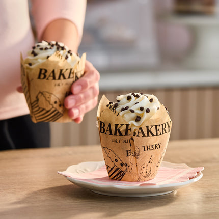 Cốc giấy nướng tulip Baker's Lane in báo 5 x 8,3 cm - Thùng 1.000 cái