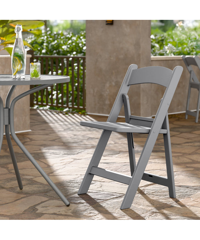 Ghế xếp Lancaster Table & Seating nhựa xám mặt ngồi thanh nan
