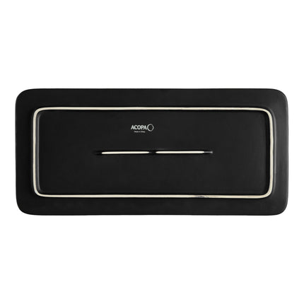 Đĩa phẳng chữ nhật gốm sứ Acopa nhám đen 35,6 x 15,9 cm - Thùng 6 cái