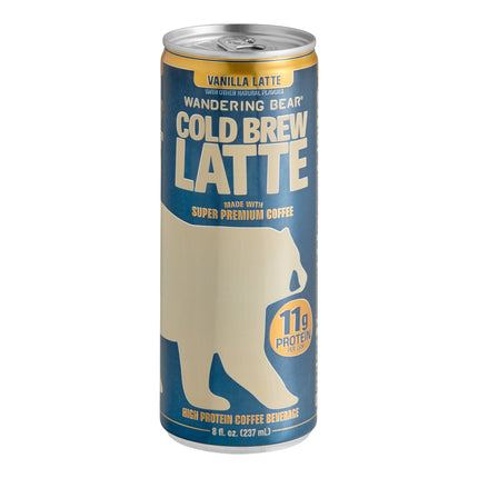 Cà phê ủ lạnh giàu đạm vị vani latte Wandering Bear 237 ml - Thùng 12 lon