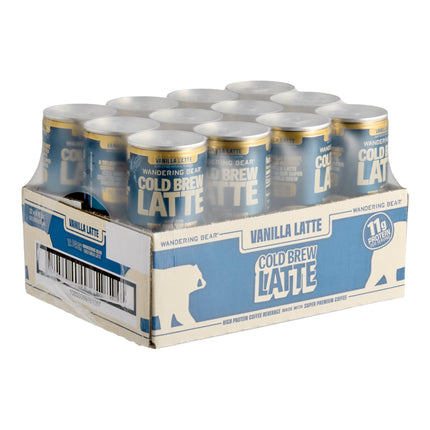 Cà phê ủ lạnh giàu đạm vị vani latte Wandering Bear 237 ml - Thùng 12 lon