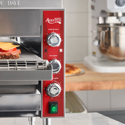 Lò nướng băng chuyền để bàn Avantco Equipment 177CNVROV14B không khói bức xạ chạy điện băng tải rộng 36 cm - 208V, 3.300