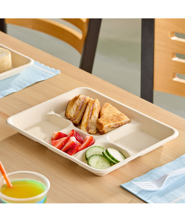 Khay 5 ngăn sợi thực vật phân hủy EcoChoice 25 x 20 cm - Thùng 400 cái