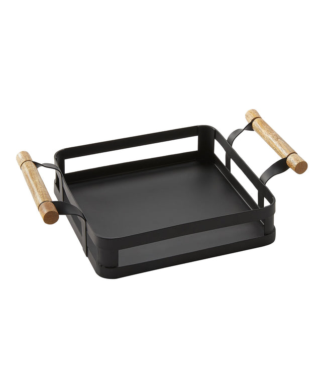 Giá đựng bình lắc màu đen tay cầm gỗ American Metalcraft Iron & Oar 22 x 22 x 10 cm - Thùng 2 cái