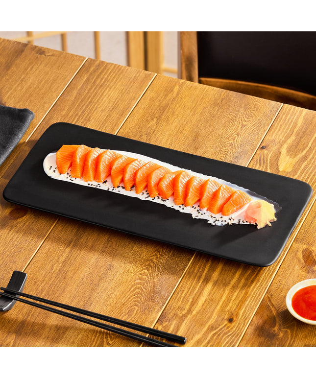 Đĩa phẳng chữ nhật gốm sứ Acopa nhám đen 35,6 x 15,9 cm - Thùng 6 cái