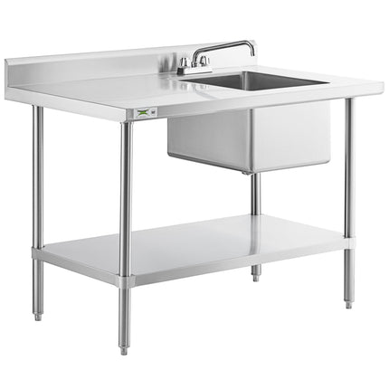 Bàn thao tác thép không gỉ có bồn rửa và vòi Regency 76 x 122 cm, bồn bên phải