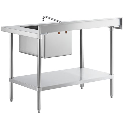 Bàn thao tác thép không gỉ có bồn rửa và vòi Regency 76 x 122 cm, bồn bên phải