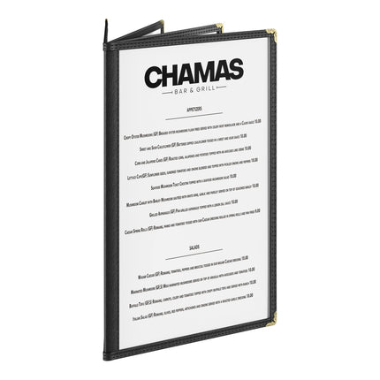 Bìa menu 8 mặt 4 túi Choice đen 21,6 x 35,6 cm