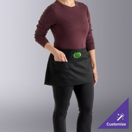 Tạp dề nửa thân vải poly-cotton có thể tùy chỉnh Chef Revival đen, 3 túi