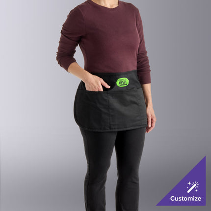 Tạp dề nửa thân vải poly-cotton mặc được 2 mặt có thể tùy chỉnh Chef Revival đen, 3 túi