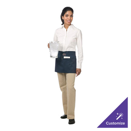 Tạp dề nửa thân vải poly-cotton có thể tùy chỉnh Chef Revival xanh navy, 3 túi