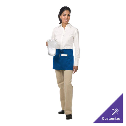 Tạp dề nửa thân vải poly-cotton có thể tùy chỉnh Chef Revival xanh royal, 3 túi