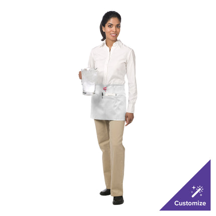 Tạp dề nửa thân vải poly-cotton có thể tùy chỉnh Chef Revival trắng, 3 túi