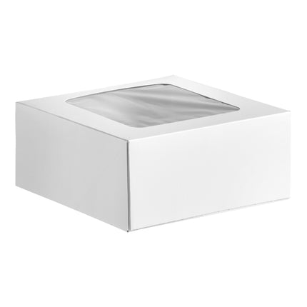 Hộp bánh có cửa sổ bật tự động 23 x 23 x 10 cm trắng - Gói 10 cái
