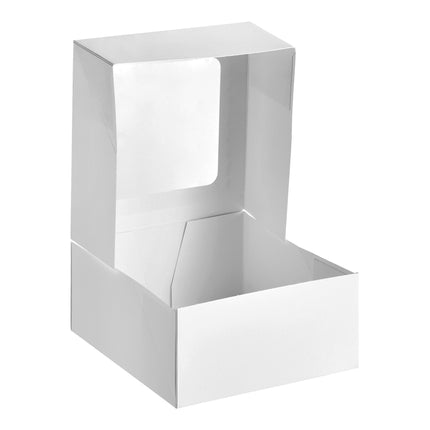 Hộp bánh có cửa sổ bật tự động 23 x 23 x 10 cm trắng - Gói 10 cái