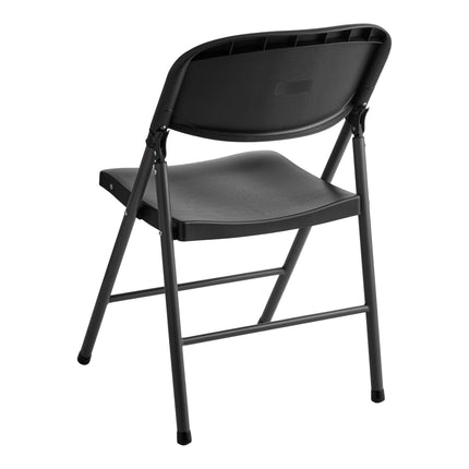 Ghế gấp nhựa ép phun tạo dáng ôm màu đen Lancaster Table & Seating, khung than chì và chân xám xanh