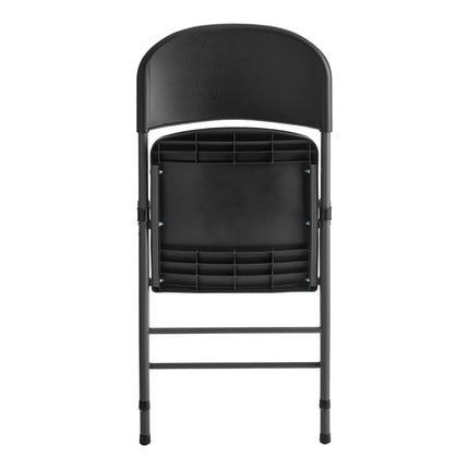 Ghế gấp nhựa ép phun tạo dáng ôm màu đen Lancaster Table & Seating, khung than chì và chân xám xanh
