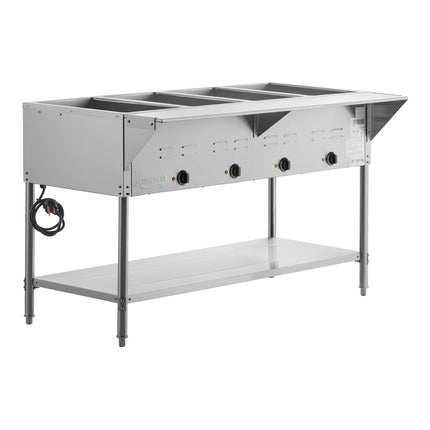 Bàn hâm nóng điện 4 hộc mở có kệ dưới Avantco STE-4SA - 120V, 2000W