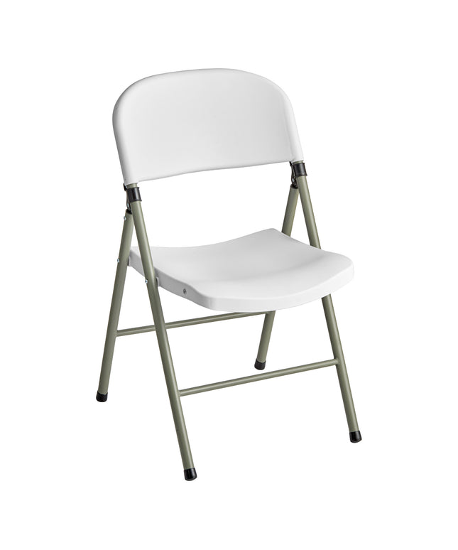 Ghế gấp nhựa đúc phun Lancaster Table & Seating trắng khung xám chân xám xanh