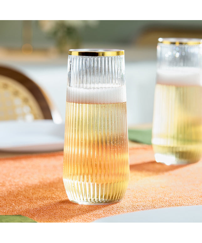 Ly champagne nhựa gân không chân viền vàng Visions 266 ml - Thùng 64 cái