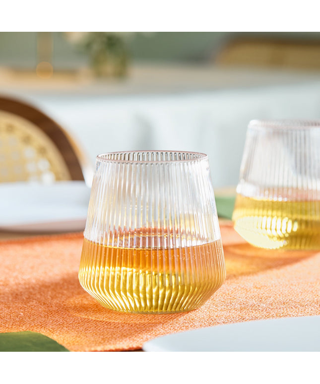 Ly rượu vang nhựa không chân có gân Visions 296 ml nghiêng trong suốt - Thùng 64 cái