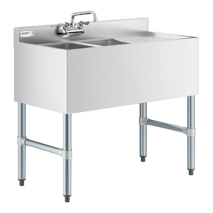 Bồn rửa quầy bar hai chậu Regency có vòi và mặt để ráo phải 91 x 48 cm