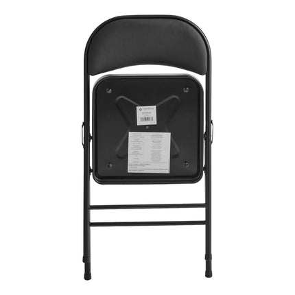 Ghế gấp bọc simili đen Lancaster Table & Seating với mặt ngồi đệm