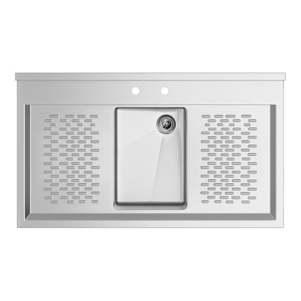 Bồn rửa quầy bar inox Regency 91 x 53 cm một khoang kèm hai bàn ráo 33 cm