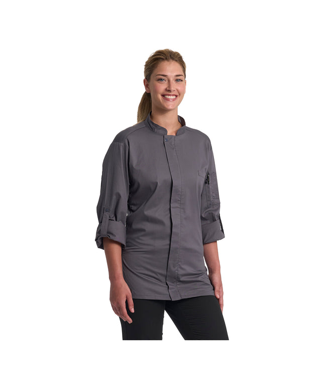 Áo đầu bếp tay dài chuyển đổi Uncommon Chef Pescara unisex xám tùy chỉnh lưng nửa lưới xám 0720 - 2X