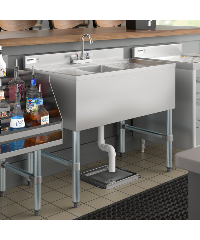 Bồn rửa quầy bar inox Regency 91 x 53 cm một khoang kèm hai bàn ráo 33 cm