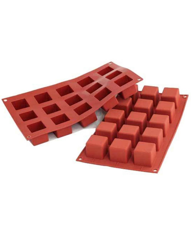 Khuôn Khối Vuông Silikomart 15 Ngăn Silicone Đỏ (SF105)