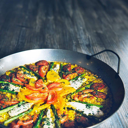 Chảo Paella Matfer Bourgeat 062051 35.9 cm Thép Đen Thành Cong