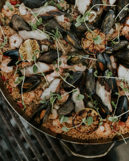 Chảo Paella Thép Đen Matfer Bourgeat 062053 45.1 cm Thành Cong