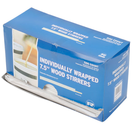 Que khuấy cà phê gỗ bọc riêng thân thiện môi trường Royal Paper R825W 19 cm - Hộp 500 cái
