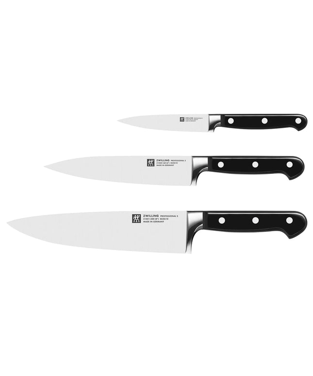 (3‑Piece) ZWILLING | Professional S Knife Set – 10 cm Paring, 16 cm Slicer, 20 cm Chef - FRIODUR Blades - Hanging Loop